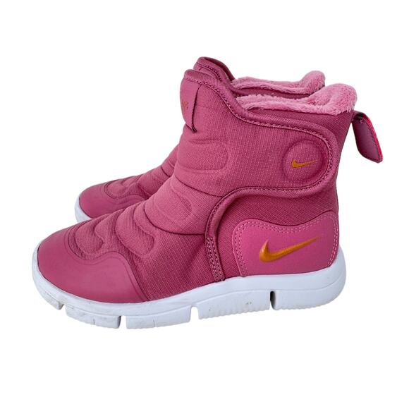 Nike Novice Snow Boots Preschool Girls 11C Hot Pink Fur Trim High Top AV8339-600 - Picture 2 of 10